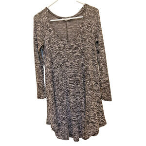 Reborn J Women's Size S Heather Grey Long Sleeve V-Neck Dress